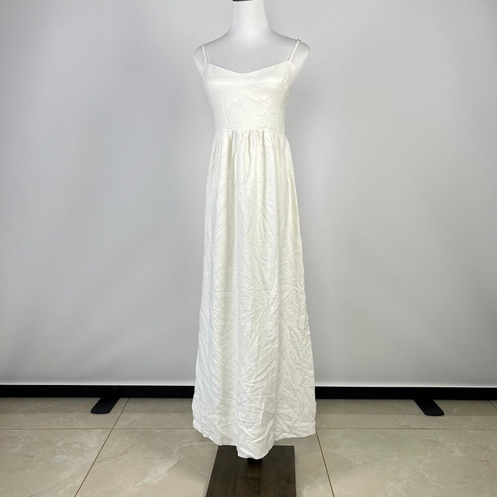 NWOT Farm Rio Linen Blend White Sleeveless Maxi Dress Size S - Picture 4 of 15